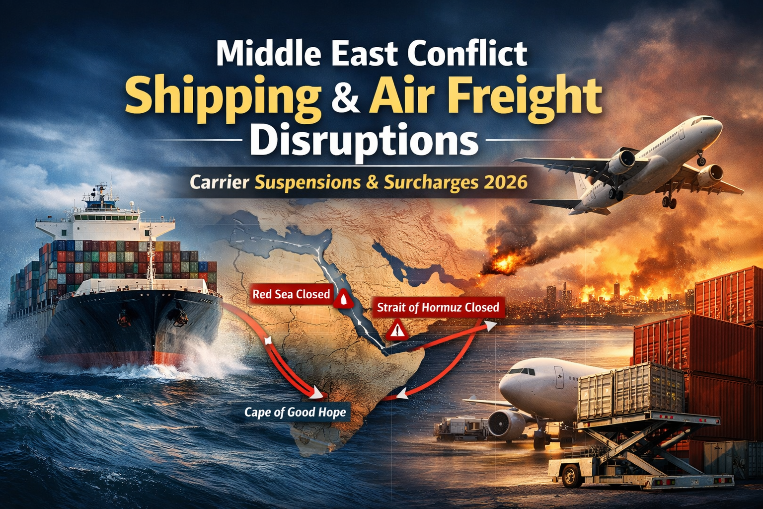 Middle East Conflict Shipping & Air Freight Disruptions | Carrier Suspensions & Surcharges 2026